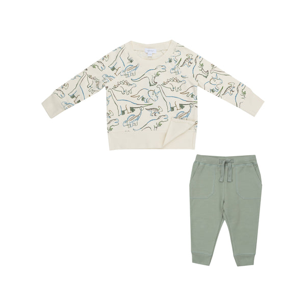 Ragland Sweatshirt and Jogger Set - Artsy Dinos