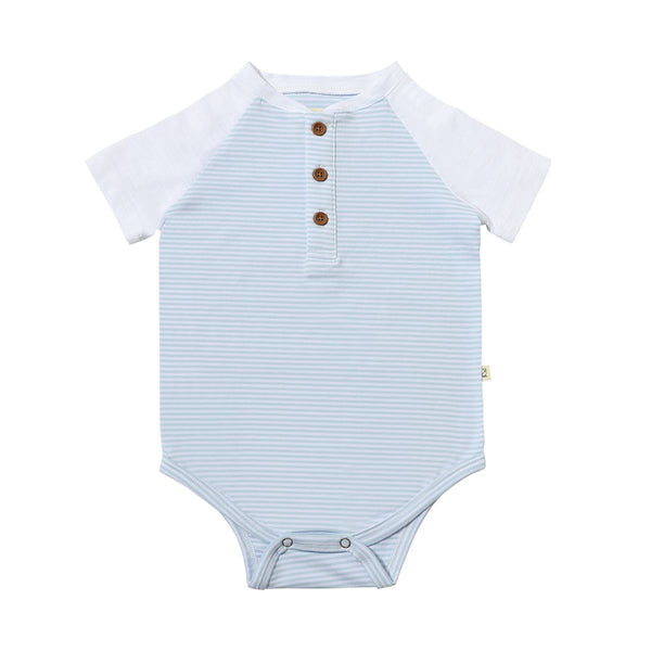 League Raglan Onesie - Blue/White Stripes