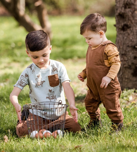 Stacked Farm Animals Overall & Bodysuit Set