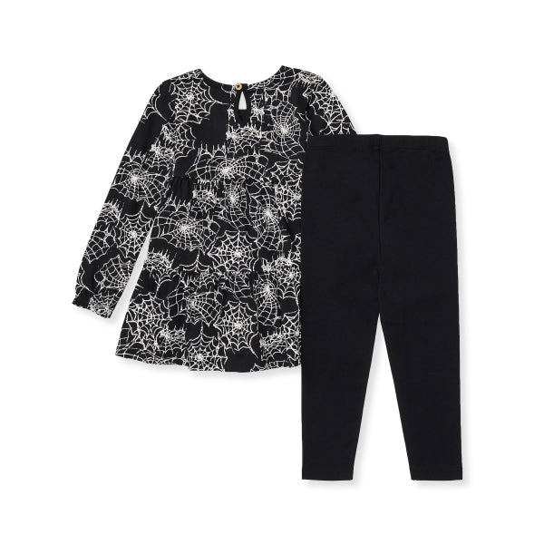 Spiderwebs Girl Organic Shirt & Pants Set - Onyx