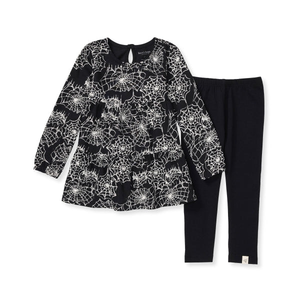 Spiderwebs Girl Organic Shirt & Pants Set - Onyx