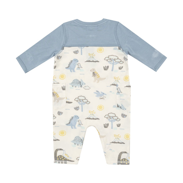 Bamboo Henley Romper - Baby Love Dinos