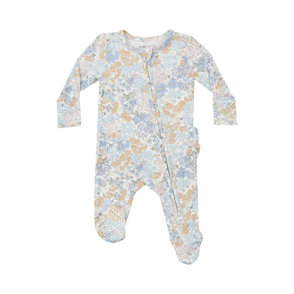 Bamboo Ruffle Back Zipper Footie - Edith's Floral