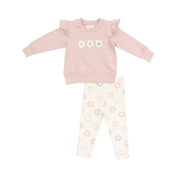 French Terry Ruffle Sweatshirt and Leggings - Daisy Pop