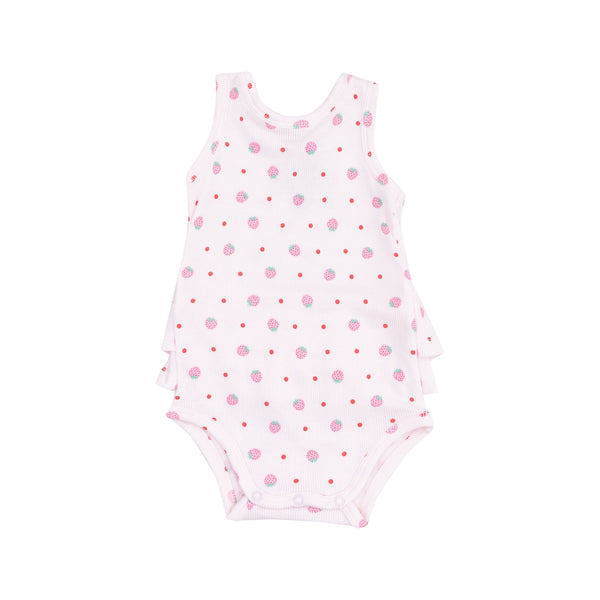 Ruffle Tank Bubble - Strawberry Swiss Dot