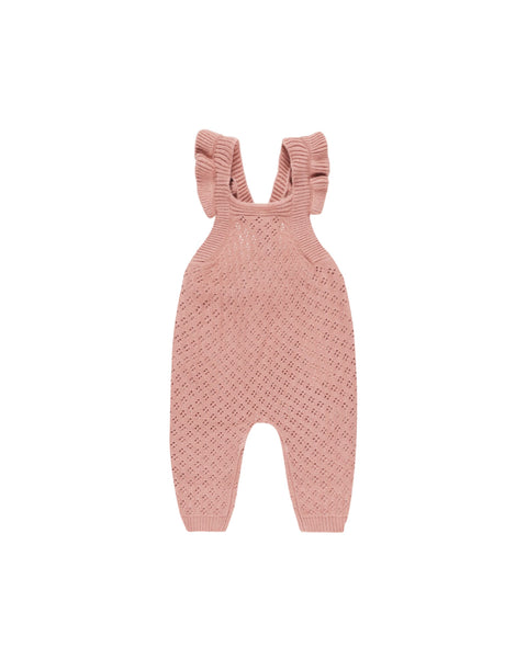 Pointelle Knit Overalls - Lipstick