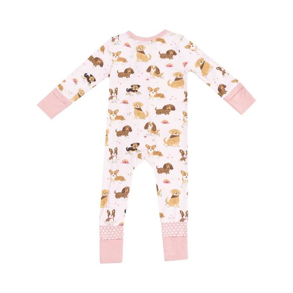 Bamboo Zipper Romper - Best Friend Dogs Pink