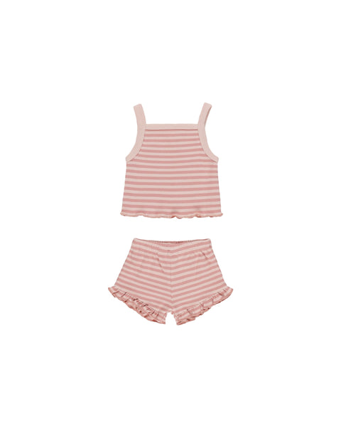 Evie Tank + Shortie Set - Pink Stripe