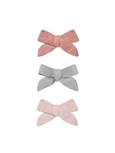 Bow with Clip, Set of 3 - Lipstick, Sky, Bubblegum