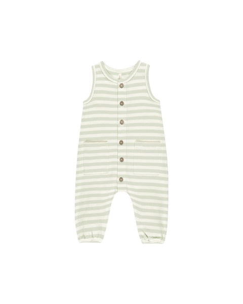 Waffle Jumpsuit - Mint Stripe