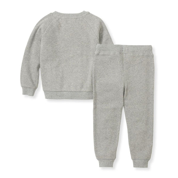 Organic Cotton Thermal Top & Pant Set - Heather Grey