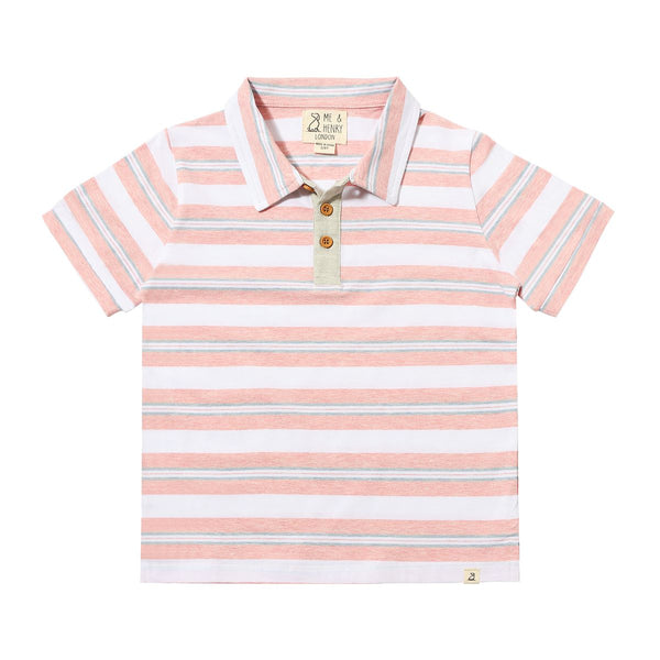 Shipping Polo - Pink/Grey/White Stripe