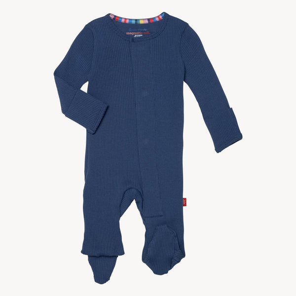 Organic Cotton Ribbed Footie - Symphony Blue