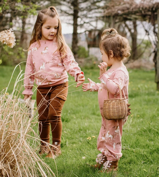 Horse Love Organic Shirt & Pants Set - Autumn Rose