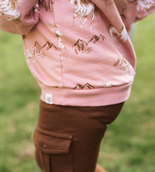 Horse Love Organic Shirt & Pants Set - Autumn Rose