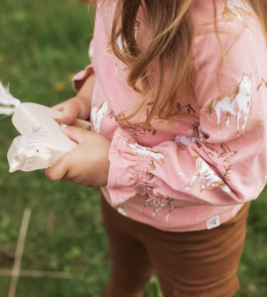 Horse Love Organic Shirt & Pants Set - Autumn Rose