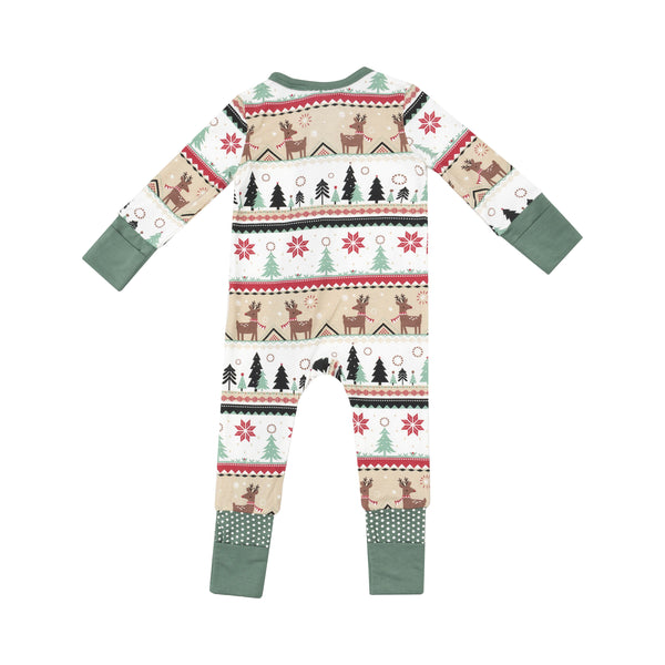 Bamboo Zipper Romper - Reindeer Fair Isle