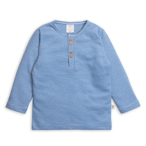 Long Sleeve Henley - Faience Stripe