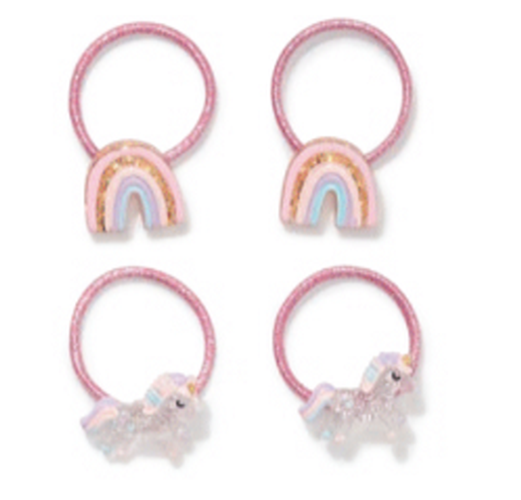 2 Pack Hair Elastics - Rainbows and Unicorns