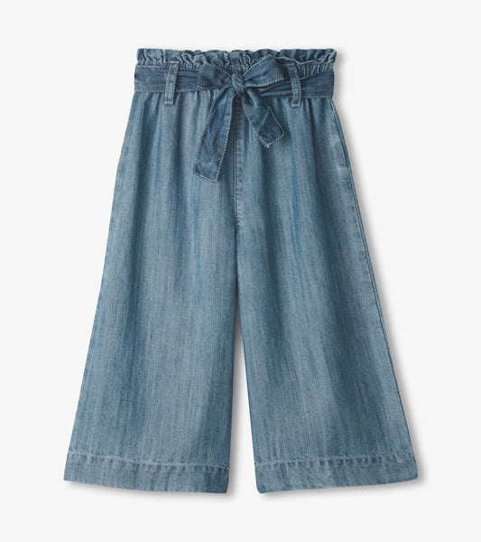 Cropped Paperbag Pants - Smokey Blue Wash