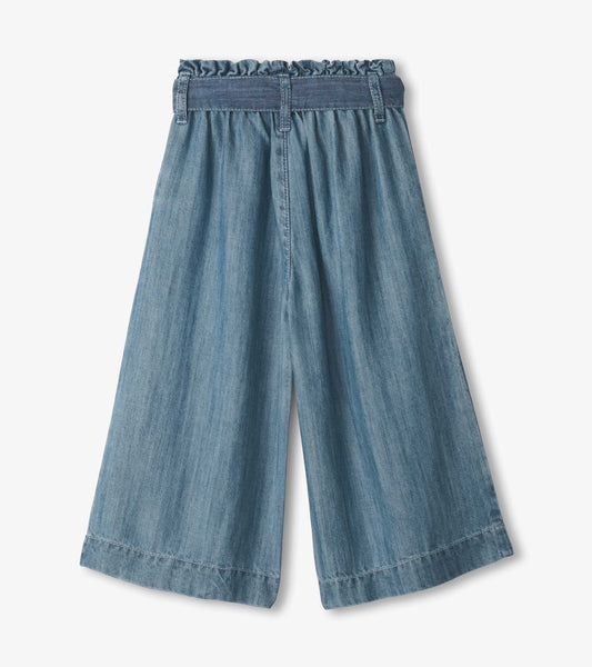 Cropped Paperbag Pants - Smokey Blue Wash