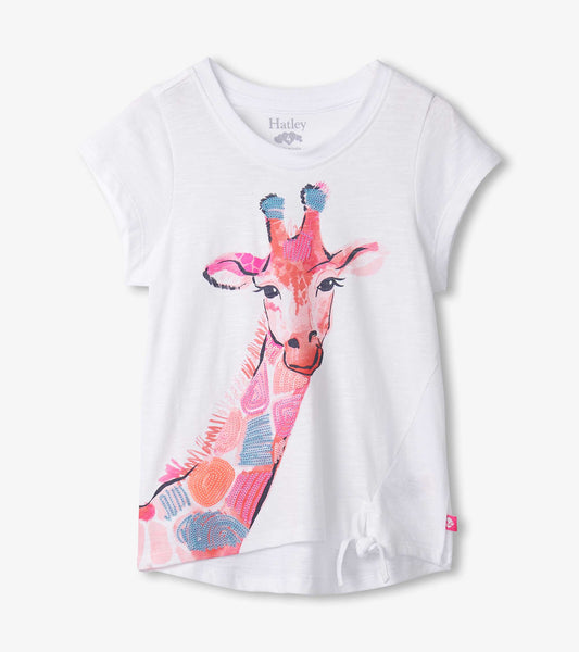 Tie Front Tee- Happy Giraffe