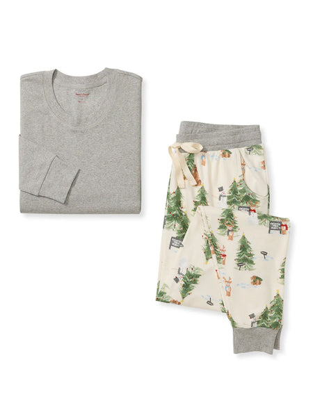 Women's Crew Neck Tee & Jogger Pant PJ Set - Christmas Tree Farm