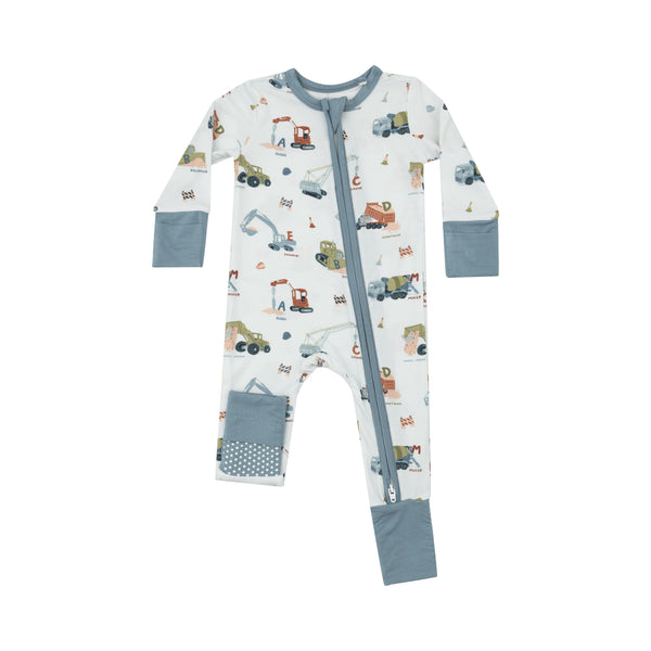 Bamboo Zipper Romper - Construction Alphabet