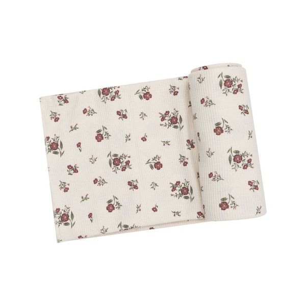 Bamboo Ribbed Swaddle Blanket - Misty Rose Floral