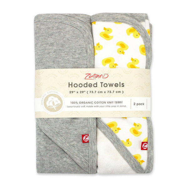 Organic Cotton Knit Terry Hooded Towel Two Pack - Ducks