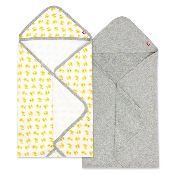 Organic Cotton Knit Terry Hooded Towel Two Pack - Ducks