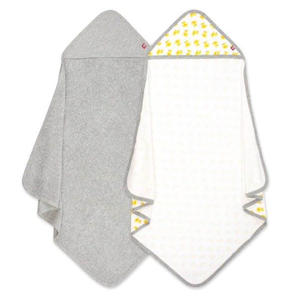 Organic Cotton Knit Terry Hooded Towel Two Pack - Ducks