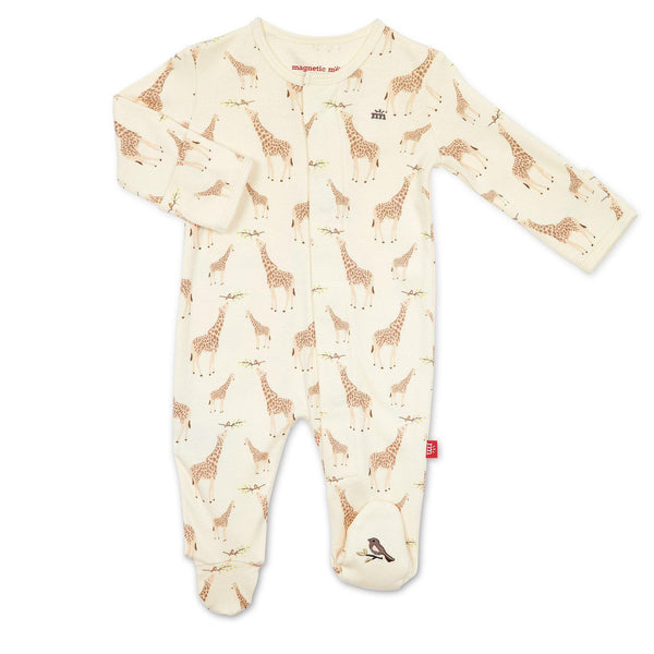 Organic Cotton Magnetic Footie - Cream Jolie Giraffe