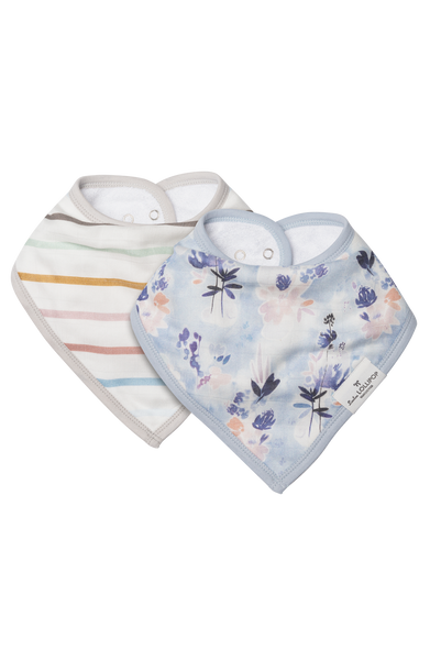 Luxe Muslin Bandana Bib Set - Ink Floral