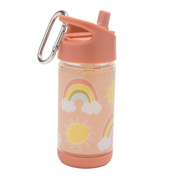 Clear Tritan Flip & Sip Water Bottle - Rainbows and Sunshine