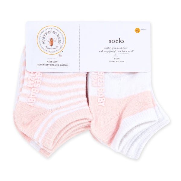 6 Pack Organic Cotton Ankle Socks - Blossom