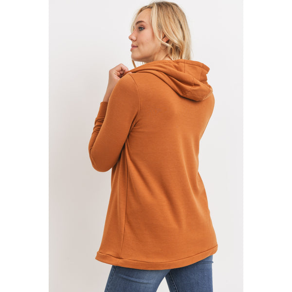 Heavy Brushed French Terry Maternity and Nursing Hoodie - Rust