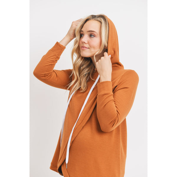 Heavy Brushed French Terry Maternity and Nursing Hoodie - Rust